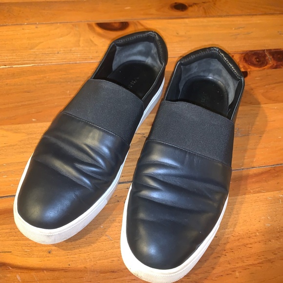 Vince Women’s Black Leather Slip On Sneakers - Picture 4 of 5